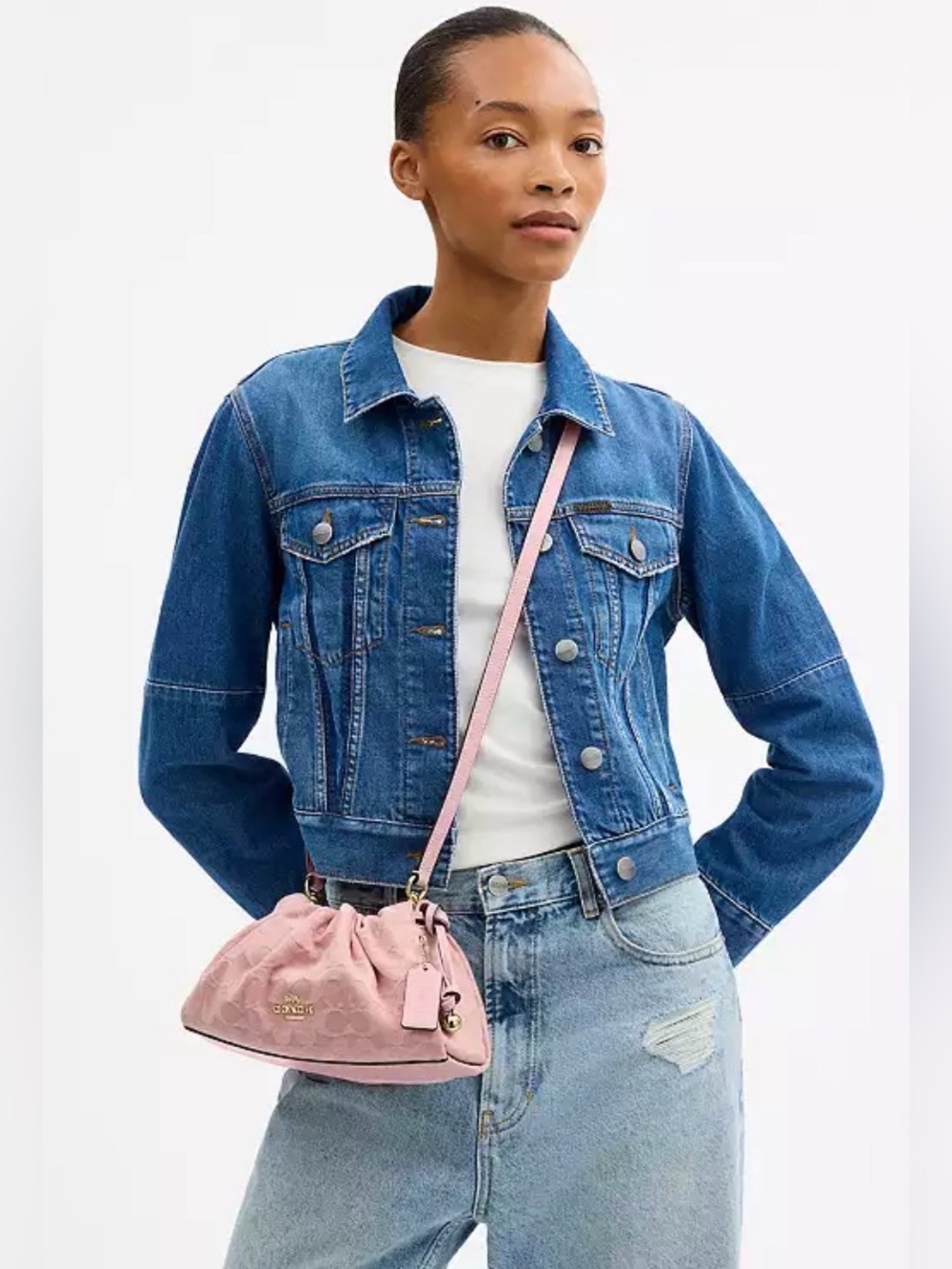 ❌SOLD❌🌸Coach Faye Shoulder Bag in Pink Signature Denim #CER68🌸 - Picture 3 of 11